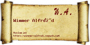 Wimmer Alfréd névjegykártya